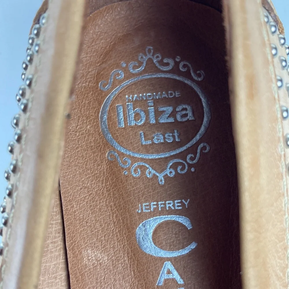 Jeffrey Campbell Dorm Tan Leather Studded Loafer, Size 6.5